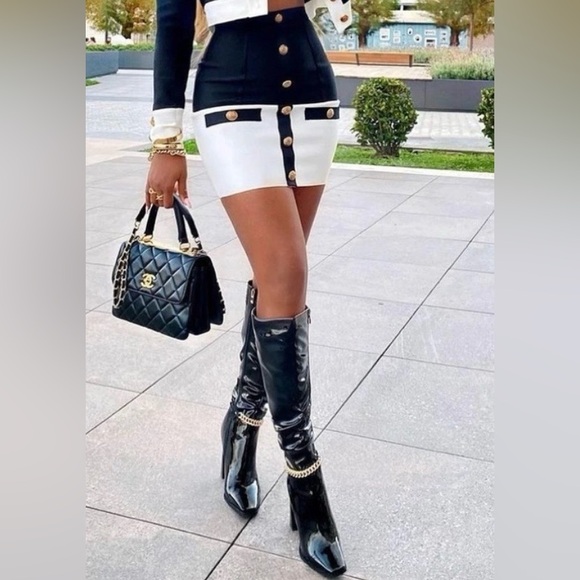 Balmain Dresses & Skirts - Balmain Black and White Mini Pencil Skirt